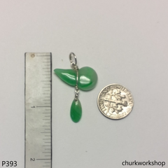 Small jade gourd sterling silver charm