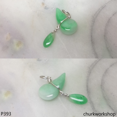 Small jade gourd sterling silver charm