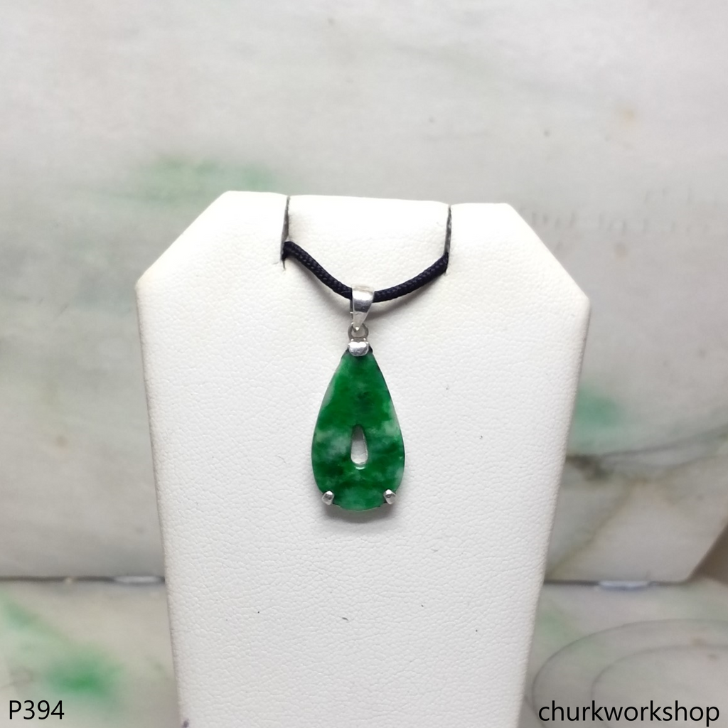 Green jade sterling silver pendant