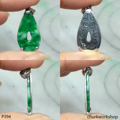 Green jade sterling silver pendant