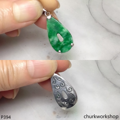 Green jade sterling silver pendant