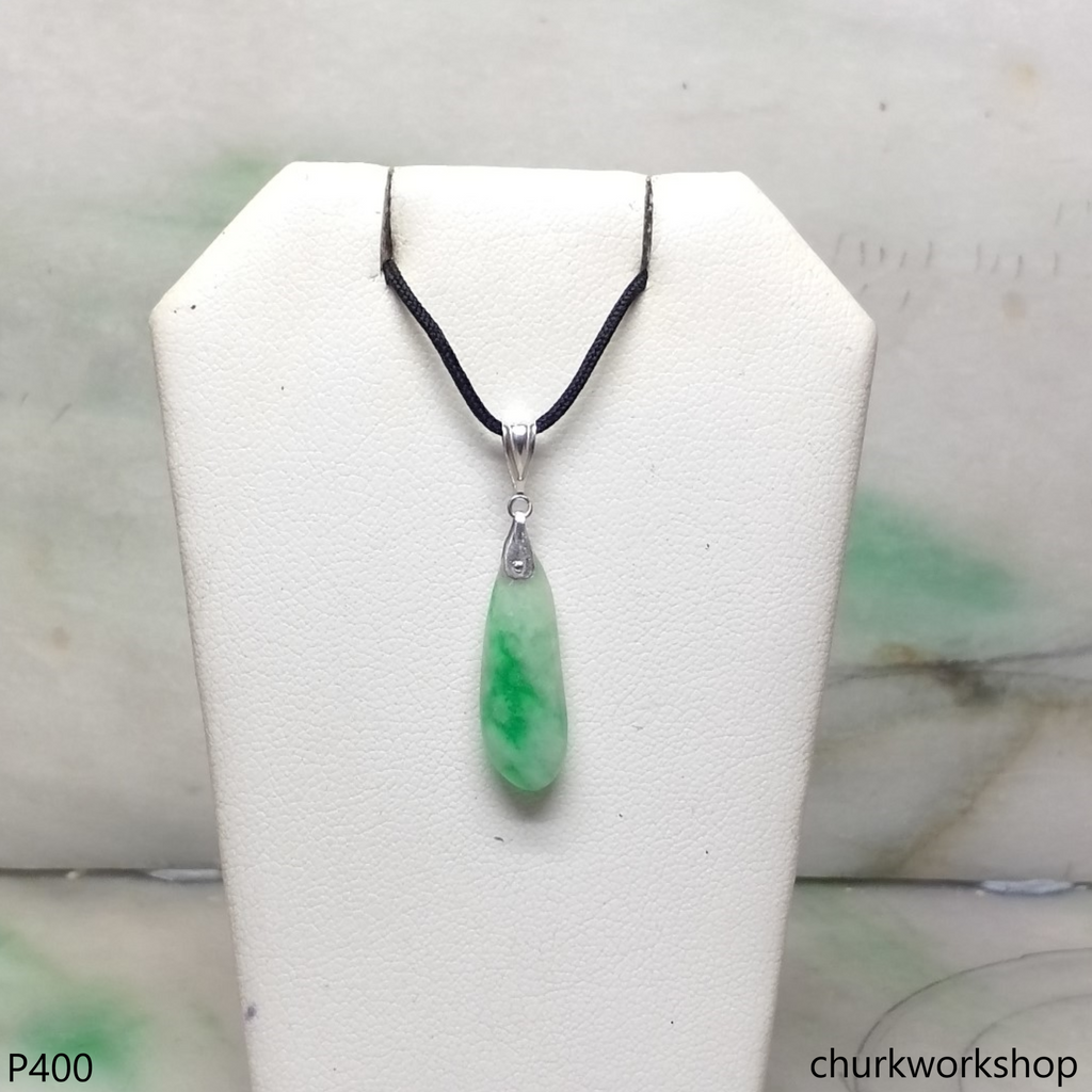 Small jade charm sterling silver