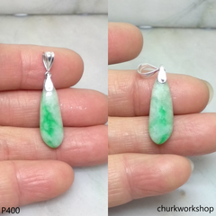 Small jade charm sterling silver