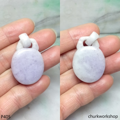 Lavender jade pendant with bail connected