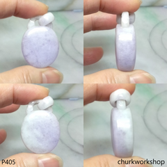 Lavender jade pendant with bail connected
