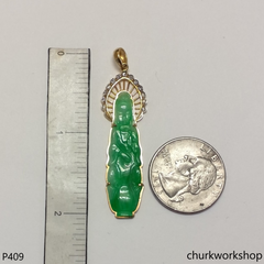 18K yellow gold jade lady Buddha pendant