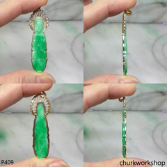 18K yellow gold jade lady Buddha pendant