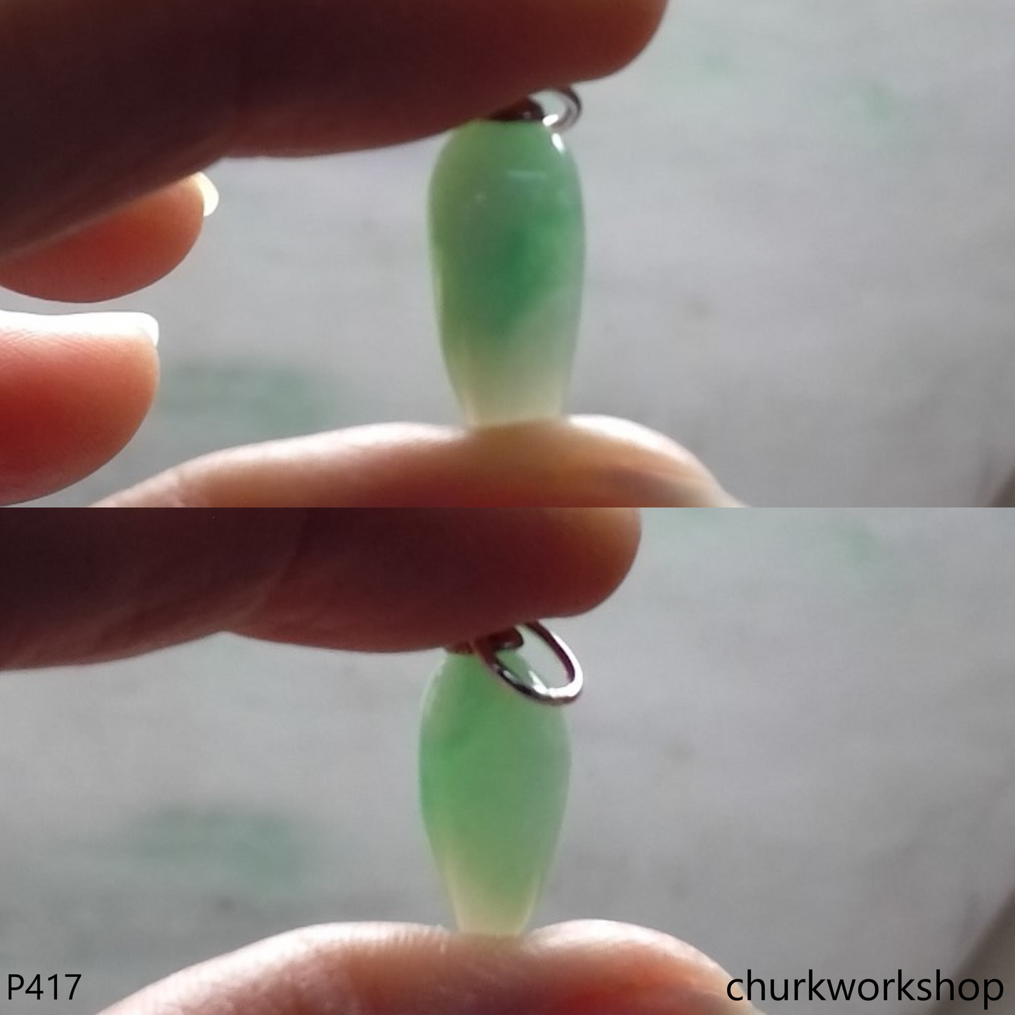 Small jade charm sterling silver