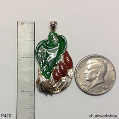 Reserved Deep green jade bird pendant in 14k gold