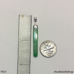 Small jade stick charm sterling silver