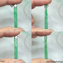 Small jade stick charm sterling silver