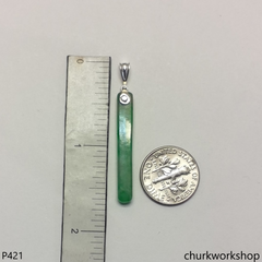 Small jade stick charm sterling silver