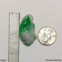 Lotus leaf with apple green & lavender frog jade pendant