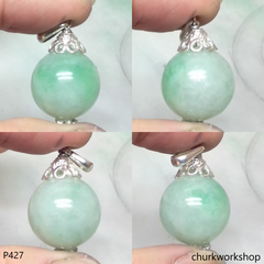 Light green jade bead pendant