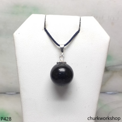Black jade bead pendant