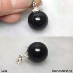 Black jade bead pendant
