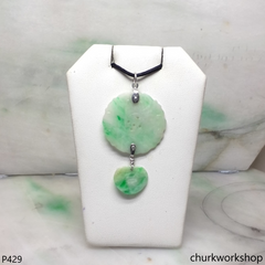 White with splotches green jade pendant