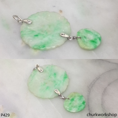 White with splotches green jade pendant