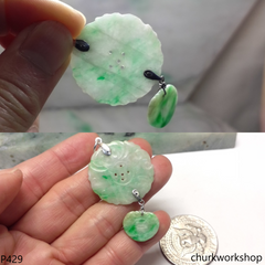 White with splotches green jade pendant