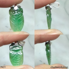 Green jade small cicada pendant