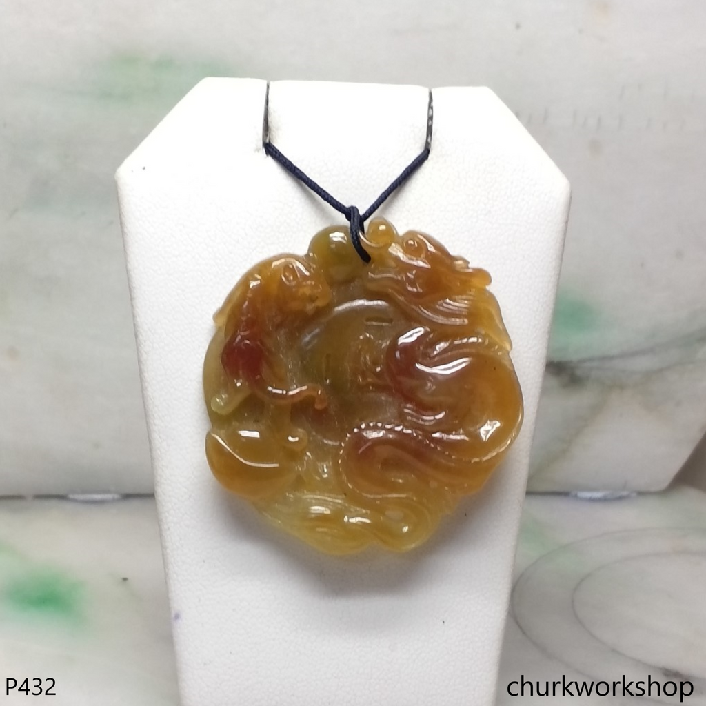 Reserved Red jade dragon with tiger pendant