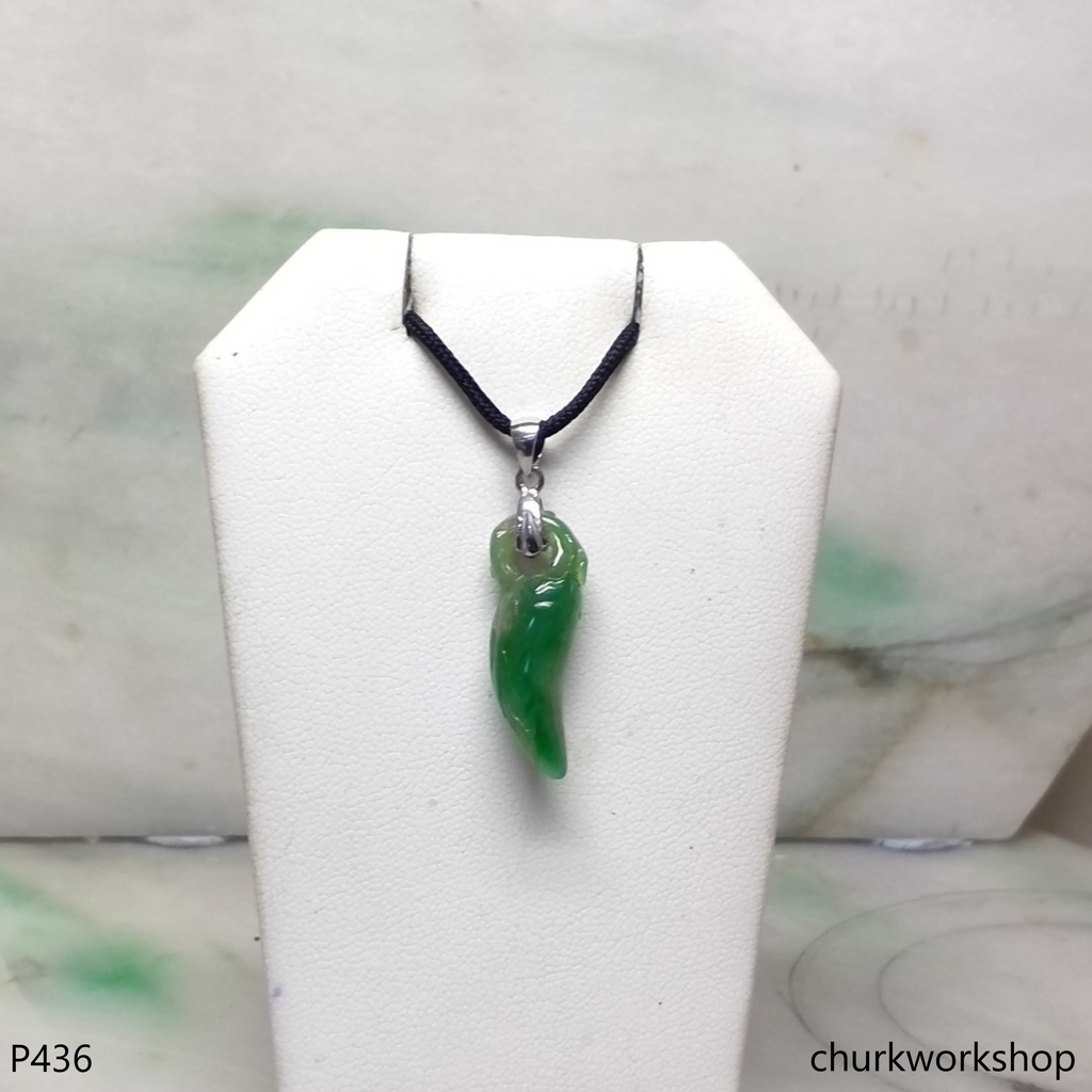 Green jade small chili pendant