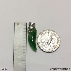 Green jade small chili pendant