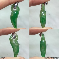 Green jade small chili pendant