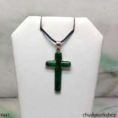 14k jade cross pendant