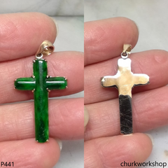 14k jade cross pendant