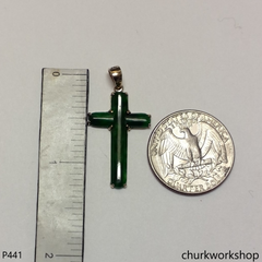 14k jade cross pendant