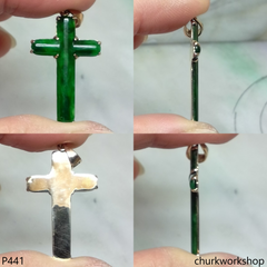 14k jade cross pendant