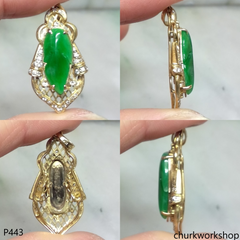18k jade leaf pendant