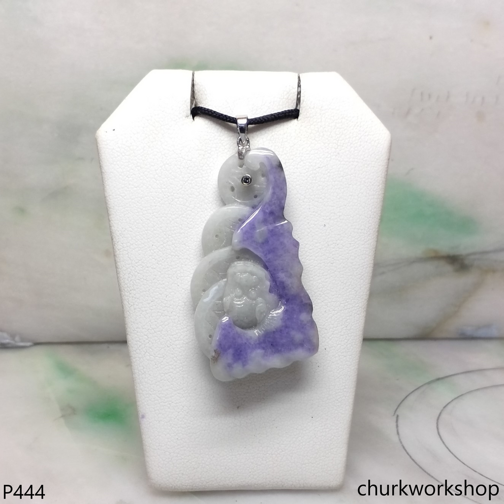 Deep purple jade bat & coin pendant