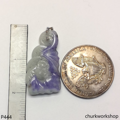 Deep purple jade bat & coin pendant