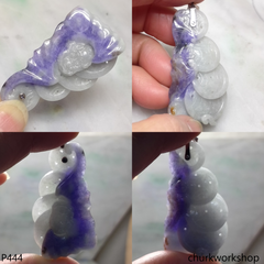 Deep purple jade bat & coin pendant