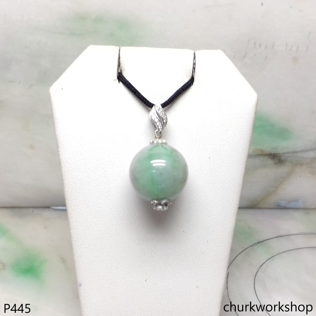 Lavender mix green jade bead pendant