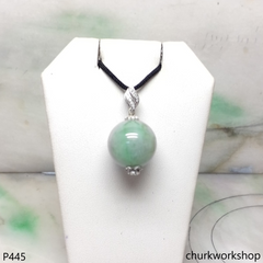 Lavender mix green jade bead pendant