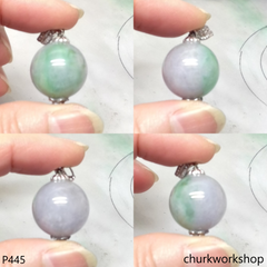 Lavender mix green jade bead pendant