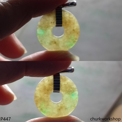 Yellowish jade Donut pendant