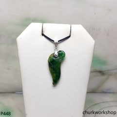 Dark green jade Chili pendant