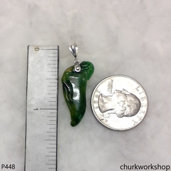 Dark green jade Chili pendant