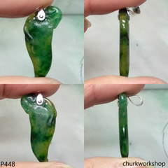 Dark green jade Chili pendant