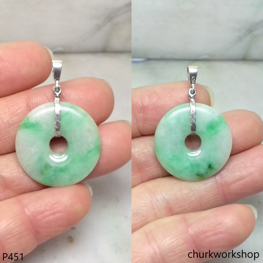 Jade Donut pendant sterling silver bail