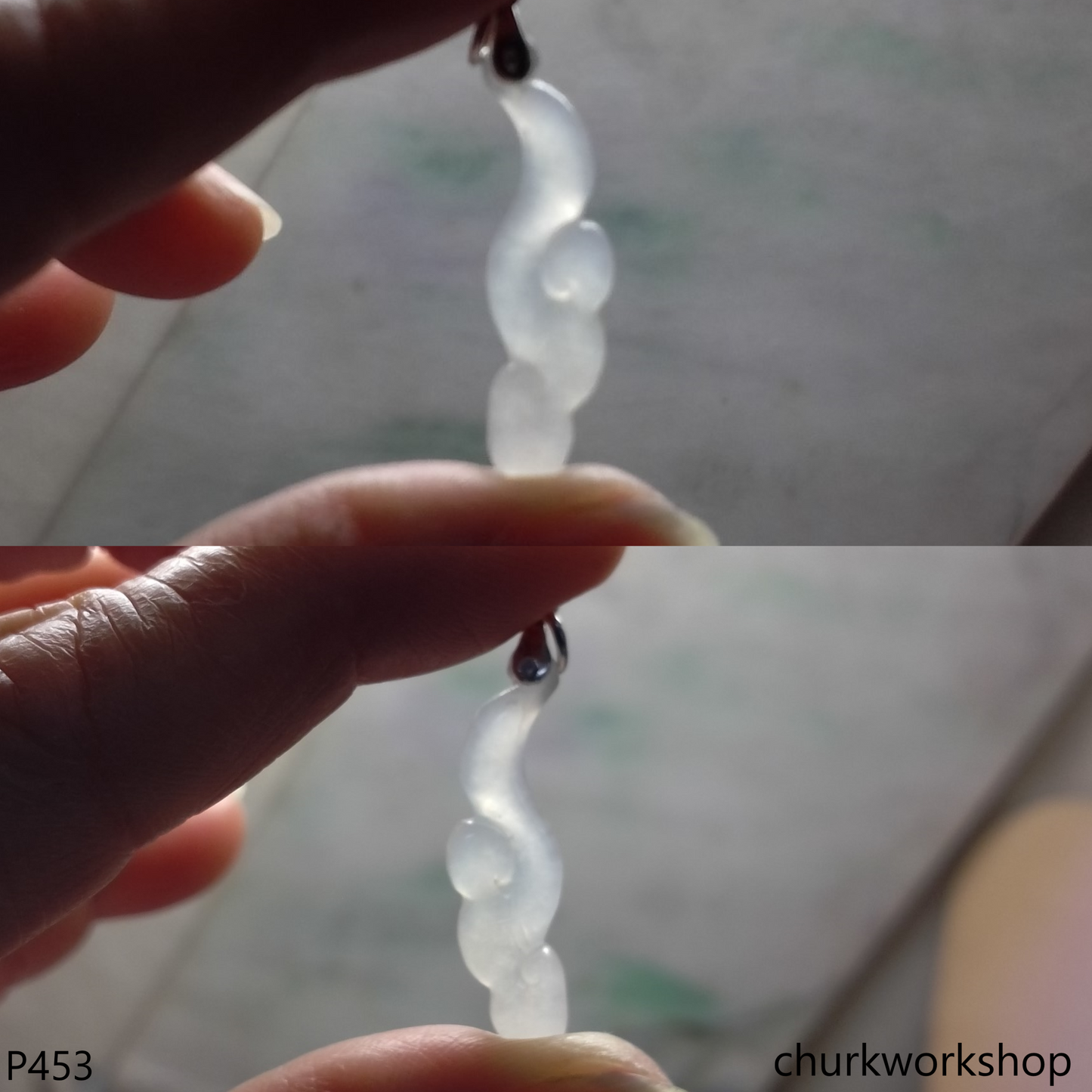 Icy white jade Ruyi pendant