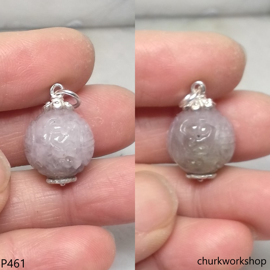 Lavender carved jade bead pendant