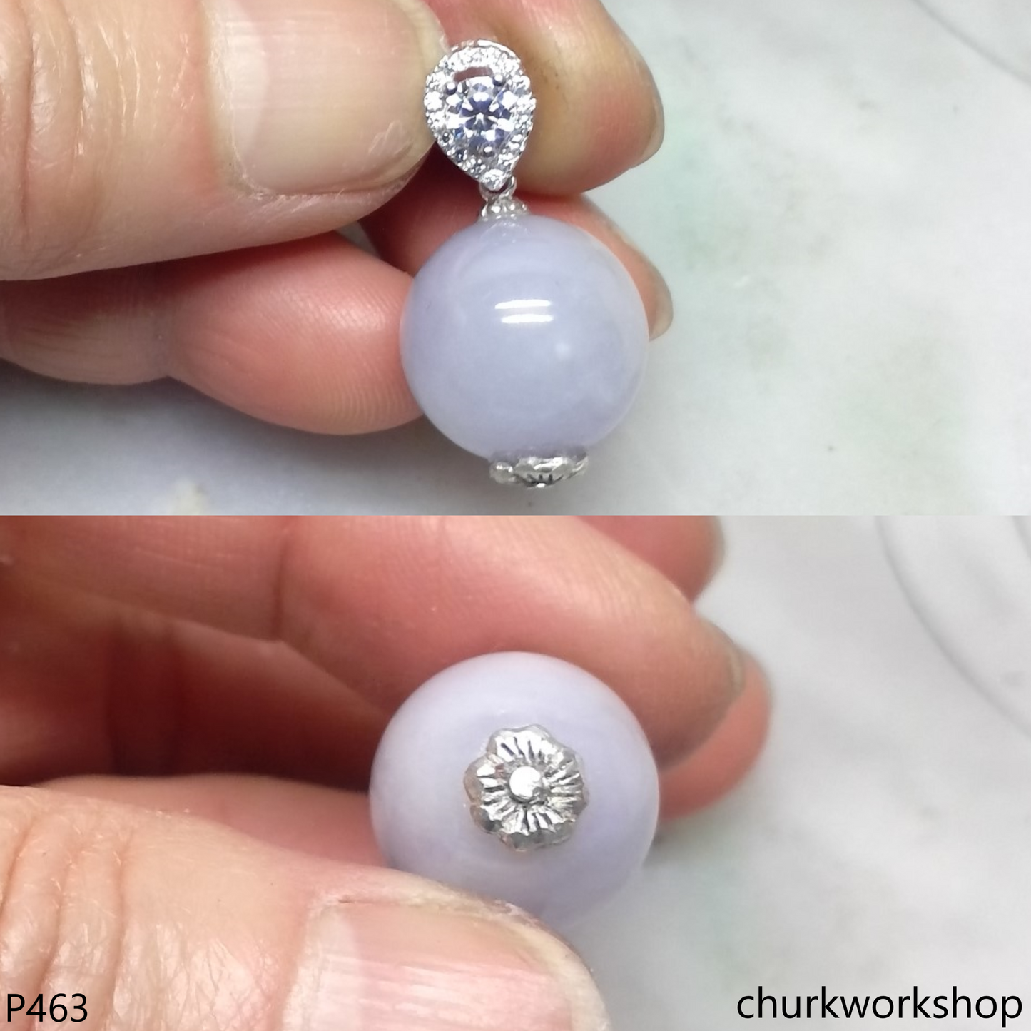 Lavender jade bead pendant