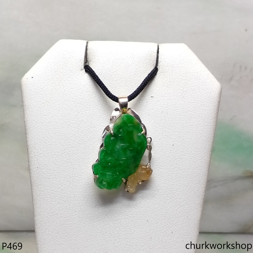 14K Yellow gold jade butterfly pendant