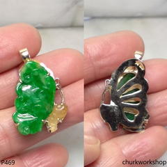 14K Yellow gold jade butterfly pendant
