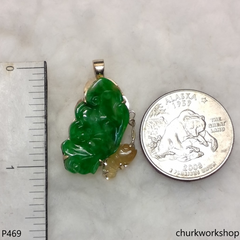 14K Yellow gold jade butterfly pendant